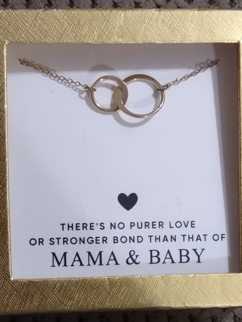 NIB Mama & Baby Circles Necklace Gold toned Metal